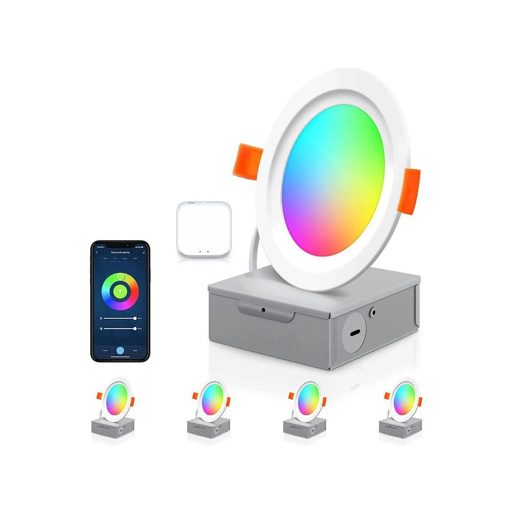 4" Smart Recessed RGB LED Lights 4-Pack‎ 10W 800LM Voice Control Music Sync